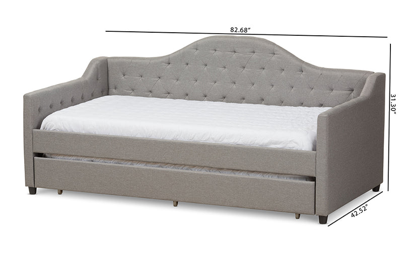 Rene Modern and Contemporary Light Gray Fabric Daybed w/Trundle