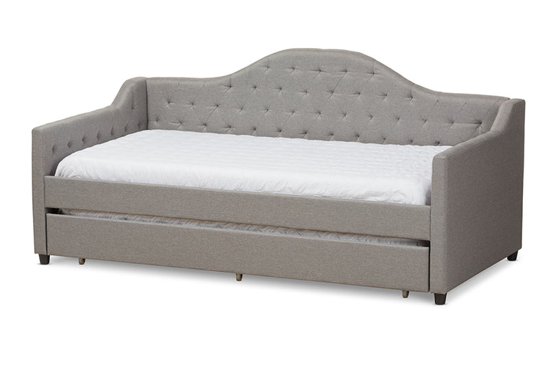 Rene Modern and Contemporary Light Gray Fabric Daybed w/Trundle