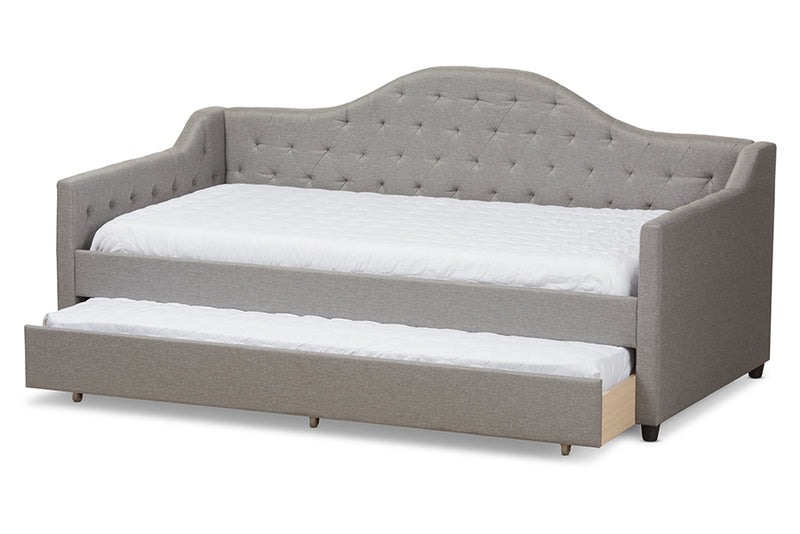 Rene Modern and Contemporary Light Gray Fabric Daybed w/Trundle