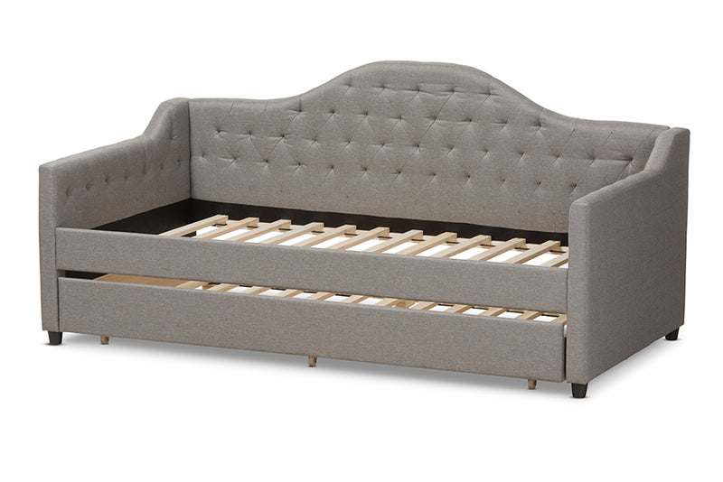 Rene Modern and Contemporary Light Gray Fabric Daybed w/Trundle