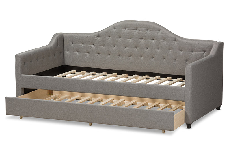 Rene Modern and Contemporary Light Gray Fabric Daybed w/Trundle