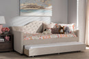 Rene Light Beige Fabric Daybed w/Trundle Baxton