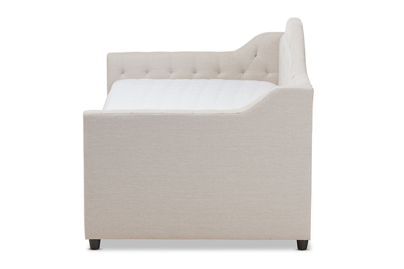 Rene Modern and Contemporary Light Beige Fabric Daybed w/Trundle