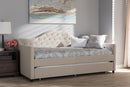 Rene Light Beige Fabric Daybed w/Trundle Baxton