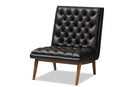 Vigo Black Faux Leather Upholstered Walnut Lounge Chair Baxton