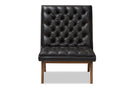 Vigo Black Faux Leather Upholstered Walnut Lounge Chair Baxton