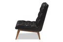 Vigo Black Faux Leather Upholstered Walnut Lounge Chair Baxton