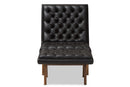 Vigo Black Faux Leather Upholstered Walnut Chair And Ottoman Set Baxton