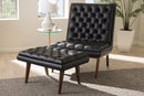 Vigo Black Faux Leather Upholstered Walnut Chair And Ottoman Set Baxton