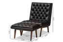 Vigo Black Faux Leather Upholstered Walnut Chair And Ottoman Set Baxton