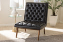 Vigo Black Faux Leather Upholstered Walnut Lounge Chair Baxton