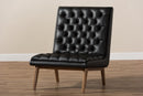 Vigo Black Faux Leather Upholstered Walnut Lounge Chair Baxton
