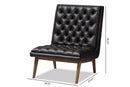 Vigo Black Faux Leather Upholstered Walnut Lounge Chair Baxton