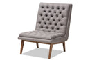 Vigo Gray Fabric Upholstered Walnut Lounge Chair Baxton