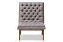 Vigo Gray Fabric Upholstered Walnut Lounge Chair Baxton