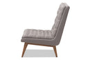 Vigo Gray Fabric Upholstered Walnut Lounge Chair Baxton