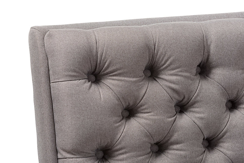 Vigo Gray Fabric Upholstered Walnut Lounge Chair Baxton