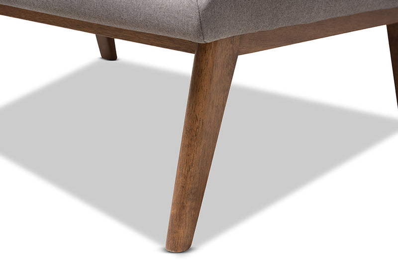 Vigo Gray Fabric Upholstered Walnut Lounge Chair Baxton