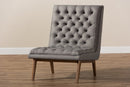 Vigo Gray Fabric Upholstered Walnut Lounge Chair Baxton