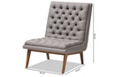 Vigo Gray Fabric Upholstered Walnut Lounge Chair Baxton