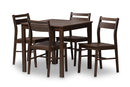 Nadira Walnut-Finished 5-Piece Dining Set Baxton