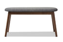 Leanora Dark Gray Fabric Upholstered Walnut Bench Baxton