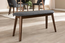 Leanora Dark Gray Fabric Upholstered Walnut Bench Baxton