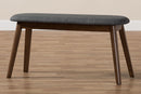 Leanora Dark Gray Fabric Upholstered Walnut Bench Baxton