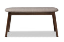 Leanora Light Gray Fabric Upholstered Walnut Bench Baxton