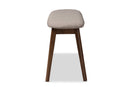 Leanora Light Gray Fabric Upholstered Walnut Bench Baxton