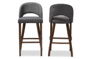 Germaine Dark Gray Fabric Upholstered Walnut Bar Stool (Set of 2) Baxton