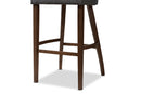 Germaine Dark Gray Fabric Upholstered Walnut Bar Stool (Set of 2) Baxton