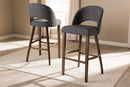 Germaine Dark Gray Fabric Upholstered Walnut Bar Stool (Set of 2) Baxton