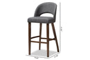 Germaine Dark Gray Fabric Upholstered Walnut Bar Stool (Set of 2) Baxton