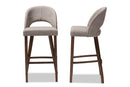 Germaine Light Gray Fabric Upholstered Walnut Bar Stool (Set of 2) Baxton
