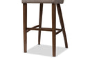 Germaine Light Gray Fabric Upholstered Walnut Bar Stool (Set of 2) Baxton