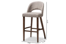 Germaine Light Gray Fabric Upholstered Walnut Bar Stool (Set of 2) Baxton