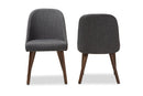 Catia Dark Gray Fabric Upholstered Walnut Dining Chair (Set of 2) Baxton