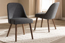Catia Dark Gray Fabric Upholstered Walnut Dining Chair (Set of 2) Baxton