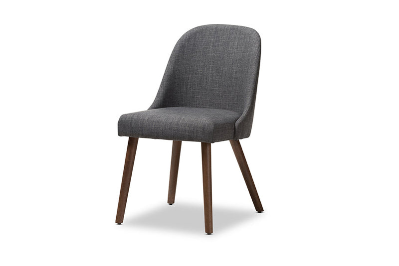 Catia Dark Gray Fabric Upholstered Walnut 5-Piece Dining Set Baxton