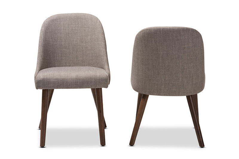 Catia Light Gray Fabric Upholstered Walnut Dining Chair (Set of 2) Baxton