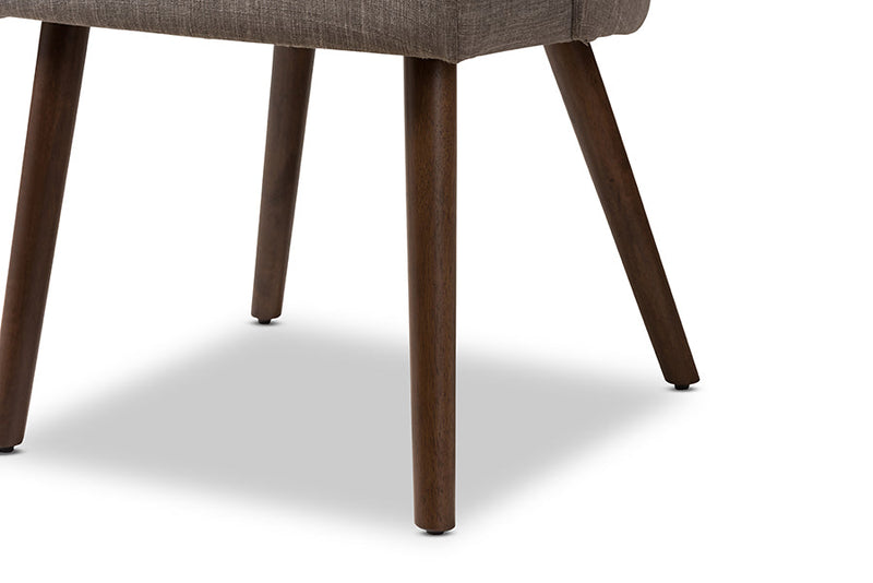 Catia Light Gray Fabric Upholstered Walnut Dining Chair (Set of 2) Baxton