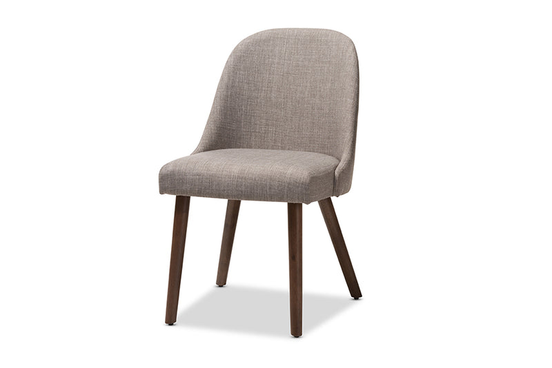 Catia Mid-Century Modern Light Gray Fabric Upholstered Walnut Finished Wood 5-Piece Dining Set