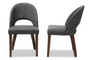 Everdon Dark Gray Fabric Upholstered Walnut Dining Chair (Set of 2) Baxton