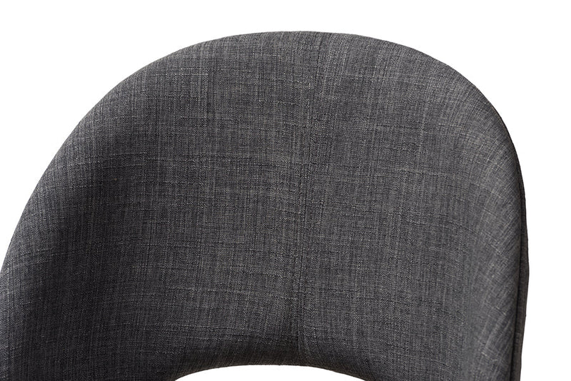 Everdon Dark Gray Fabric Upholstered Walnut Dining Chair (Set of 2) Baxton
