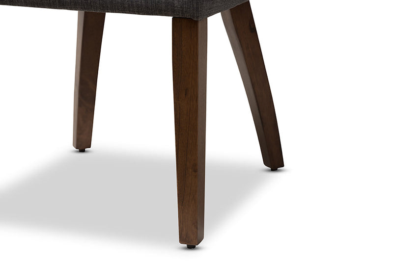 Everdon Dark Gray Fabric Upholstered Walnut Dining Chair (Set of 2) Baxton