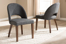Everdon Dark Gray Fabric Upholstered Walnut Dining Chair (Set of 2) Baxton