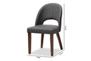 Everdon Dark Gray Fabric Upholstered Walnut Dining Chair (Set of 2) Baxton