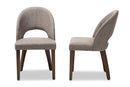Everdon Light Gray Fabric Upholstered Walnut Dining Chair (Set of 2) Baxton