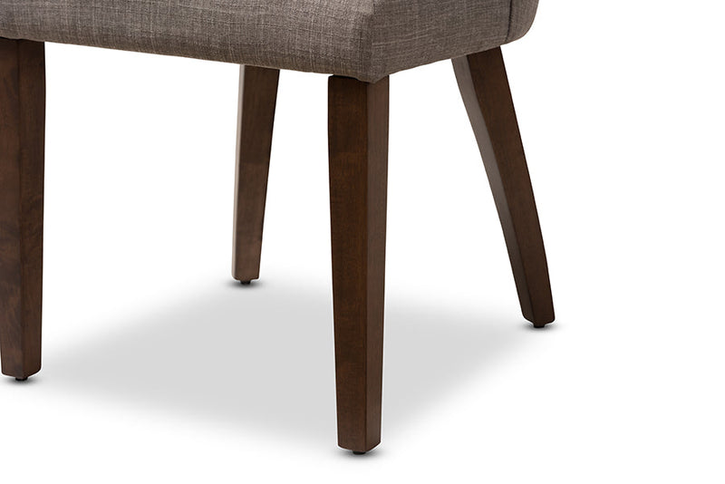 Everdon Light Gray Fabric Upholstered Walnut Dining Chair (Set of 2) Baxton